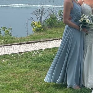 David’s bridal bridesmaid dress dusty blue